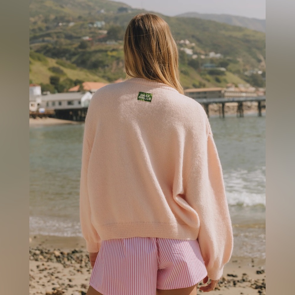 Daily Drills Button Up Sweater in Light Pink